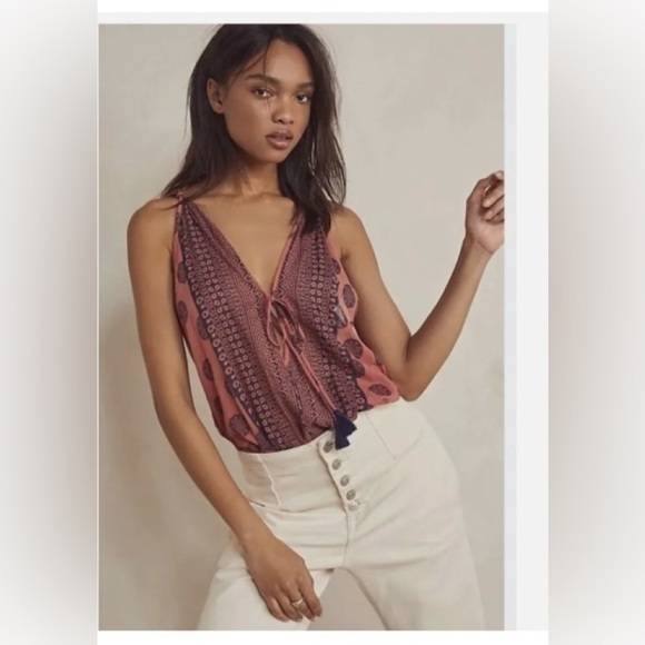 Free People Tops - Free People Intimately Soul Of The Sun snap Bodysuit Boho Brick Combo shirt L
